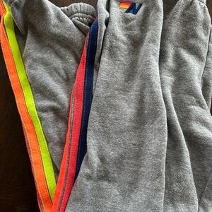 Aviator Nation Gray Sweatpants with Rainbow Stripes- Small EUC